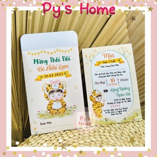 Thiệp thôi nôi - sinh nhật bé gái - giá 1 thiệp