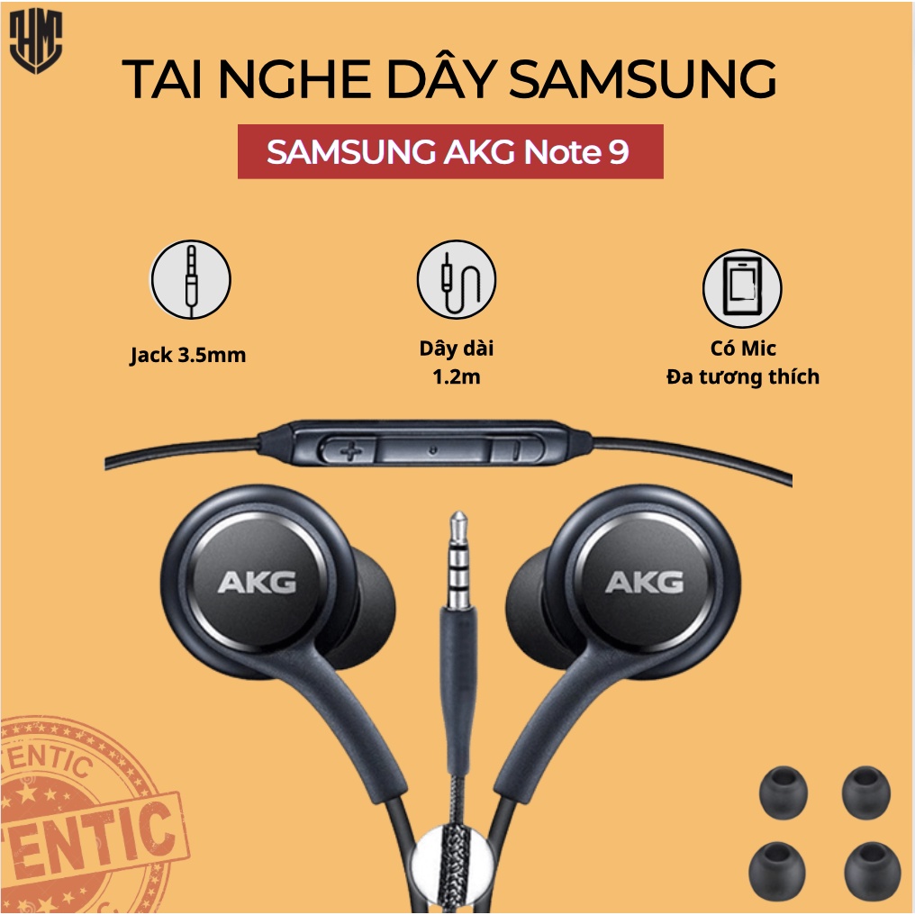 [Mã BMLT35] Tai Nghe Samsung Galaxy AKG Note 9 jack 3.5mm - Có mic đàm thoại và chơi game không độ trễ- Tặng kèm BAO DA