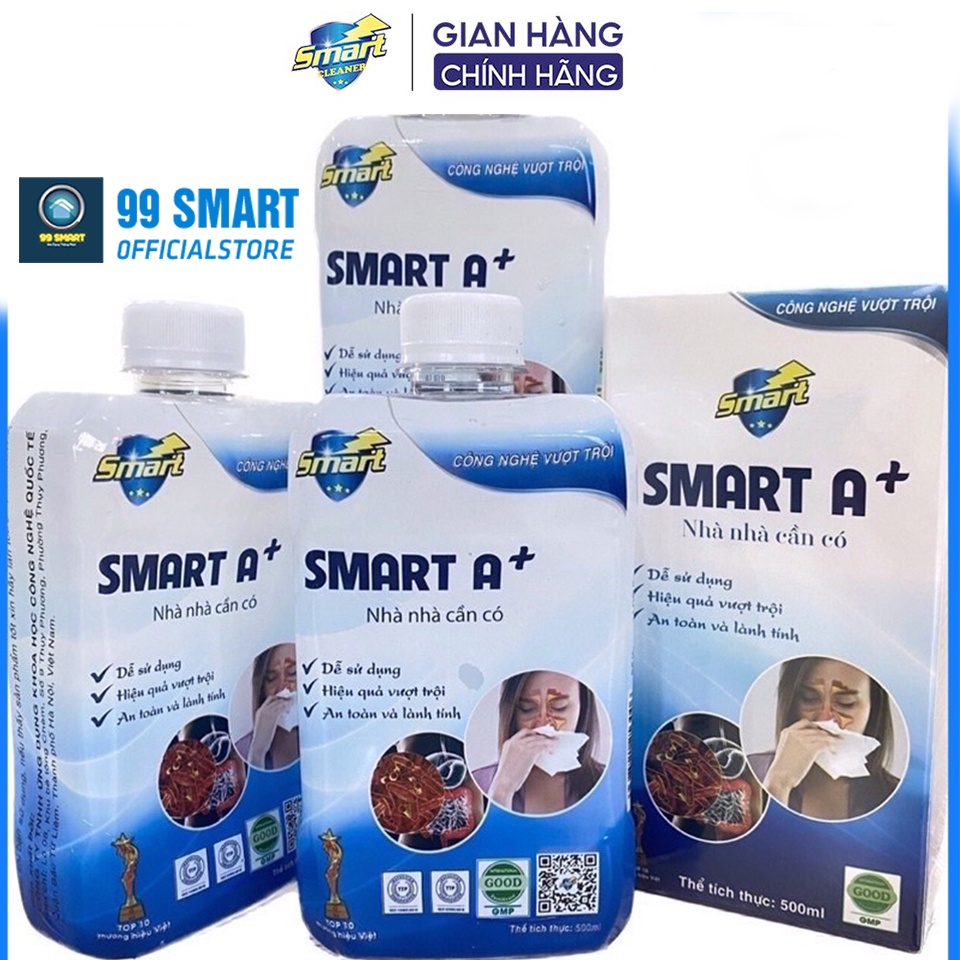 Dung dịch sát khuẩn Smart A+ 500ml - Khử khuẩn da, tai mũi họng - An toàn, không gây kích ứng - 99 Smart