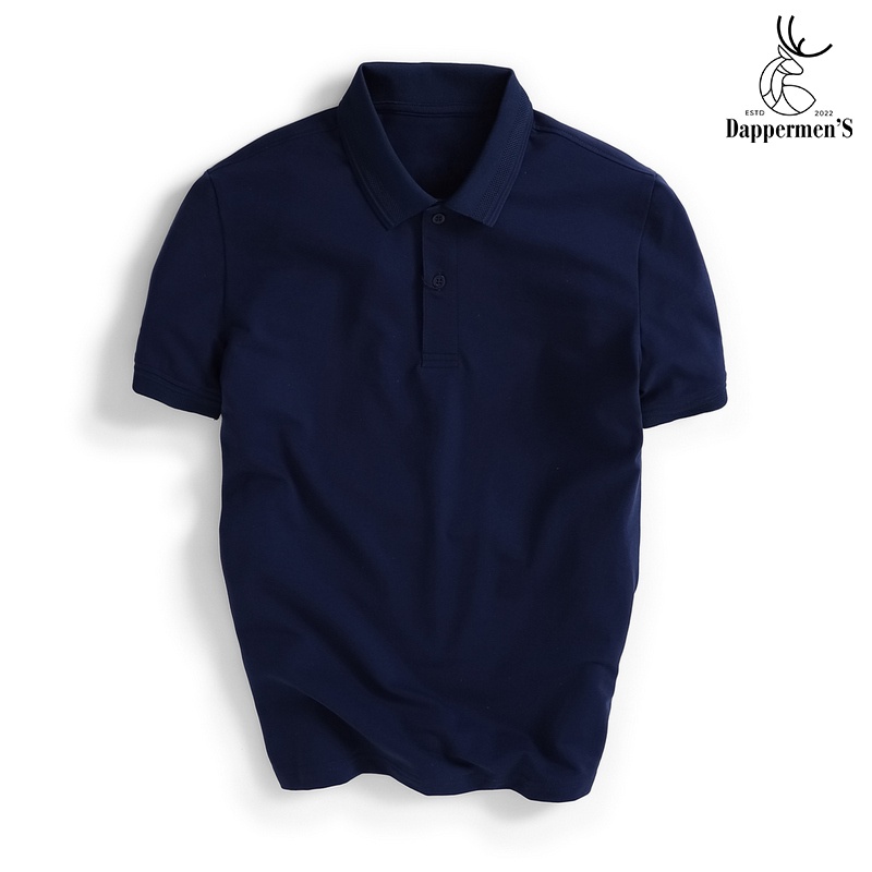 Áo polo nam slimfit xanh navy trơn thun cổ bẻ vải CVC cá sấu chất cotton co giãn 4 chiều TH-APL-005-LEB-NAY