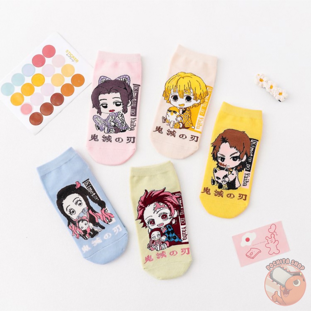 Tất Cổ Ngắn In Hình Demon Slayer Đáng Yêu, Vớ Nam Nữ Cotton Họa Tiết Kimetsu No Yaiba Anime Manga Cute Mùa Hè Thu Đông
