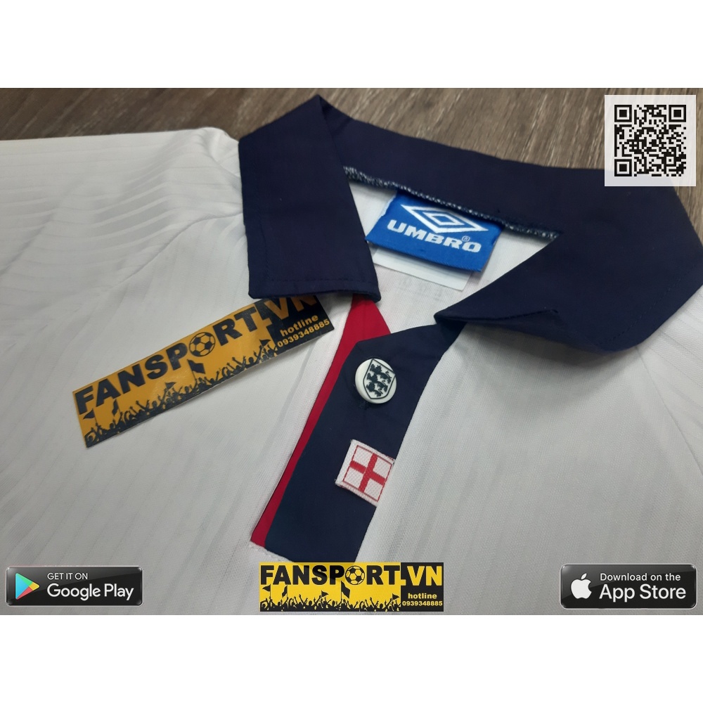 Áo đấu bóng đá Anh England 1997-1998-1999 home shirt jersey white umbro retro size M