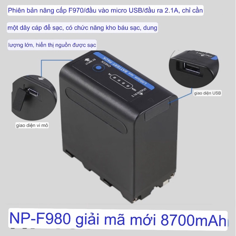 Pin NF970/F980 10000Wh cho đèn Led, máy ảnh