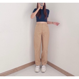 Quần dáng Suông che khuyết điểm, diện hè 2024 - Lưng cao khóa trước 1 khuy vải kaki cotton mềm mát chính hãng AGE2X.