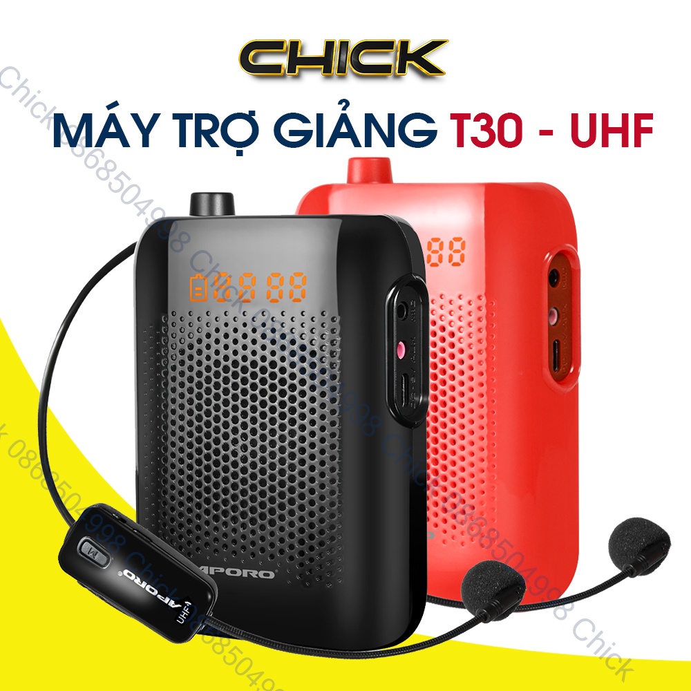 Máy Trợ Giảng APORO T30 UHF - Mic Không Dây, Có Bluetooth, Công suất  Lớn 20w, Loa Trợ Giảng Chính Hãng