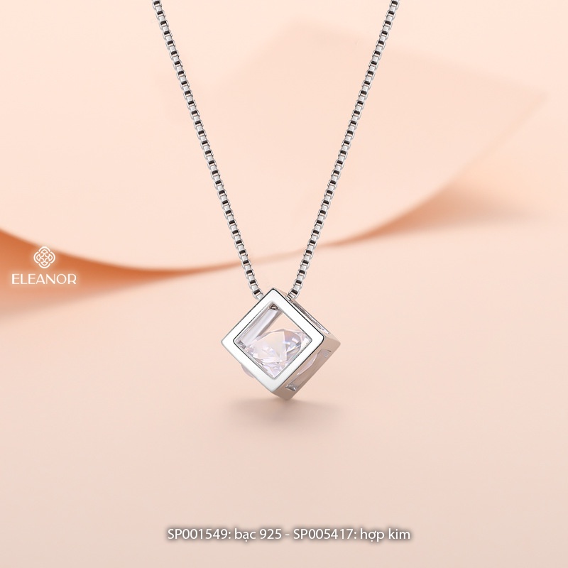 Dây chuyền nữ bạc 925 Eleanor Accessories mặt hình hộp phối đá phụ kiện trang sức 1549
