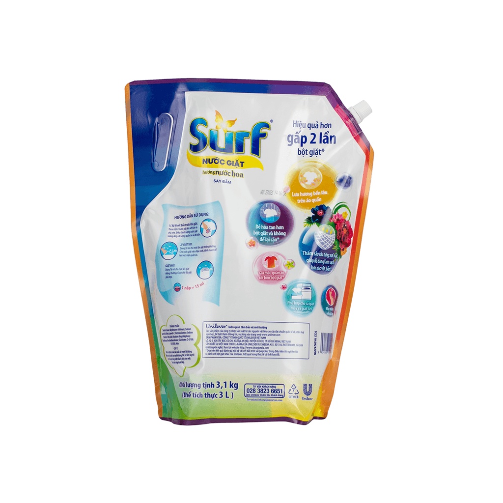 Nước giặt Surf hương nước hoa túi 3.1kg