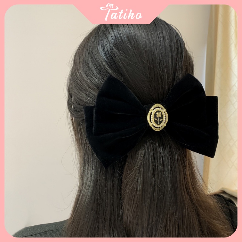 Kẹp tóc nữ phối đính đá chất liệu nhung mềm cao cấp phong cách trang nhã dịu dàng nữ tính thời trang Hàn Quốc - mã KT015