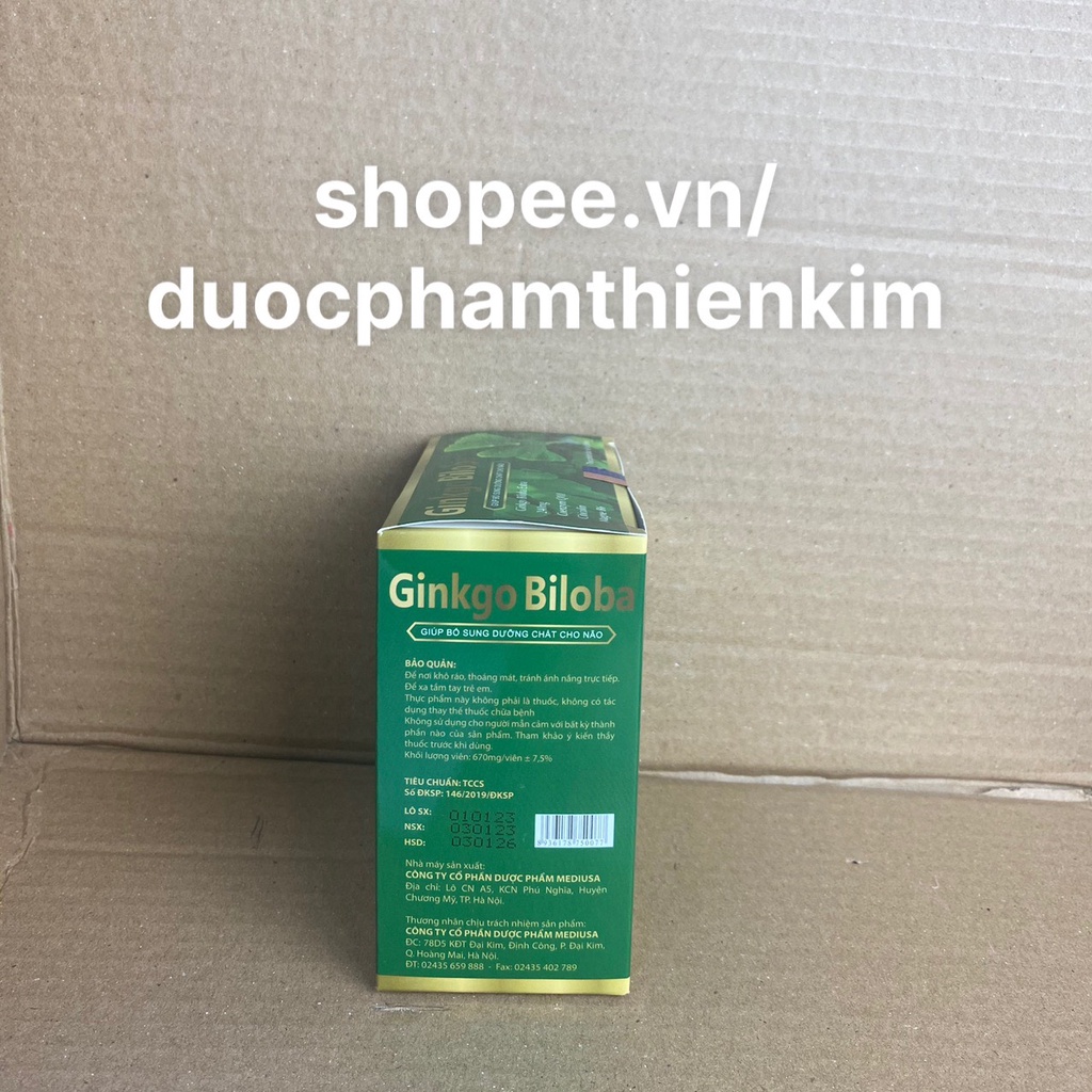 Hoạt huyết dưỡng não Ginkgo Biloba tuần hoàn não, cải thiện trí nhớ - 100 viên