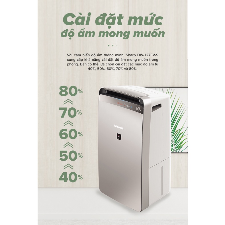 Máy hút ẩm và tạo ion Sharp DW-D12A-W  - Hàng chính hãng