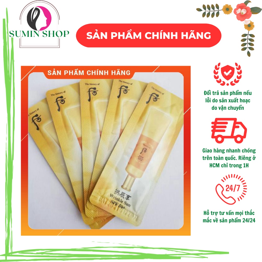 Gói kem chống nắng chống nhăn Whoo vàng - WHOO JIN HAE YOON WRINKLE SUN CREAM SPF50+/PA+++