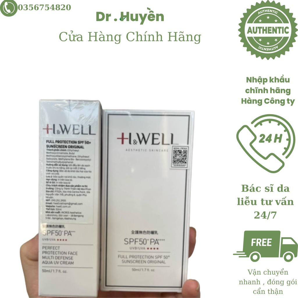 KEM CHỐNG NẮNG H.WELL MONA SPF50 PA++++ CHỐNG NẮNG PHỔ RỘNG 50ML HWELL KCN