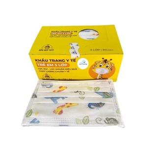 [Bao Bì Mới 2023] Hộp 30 Chiếc Khẩu Trang Y Tế Trẻ Em Kháng Khuẩn Chính Hãng Bông Bạch Tuyết