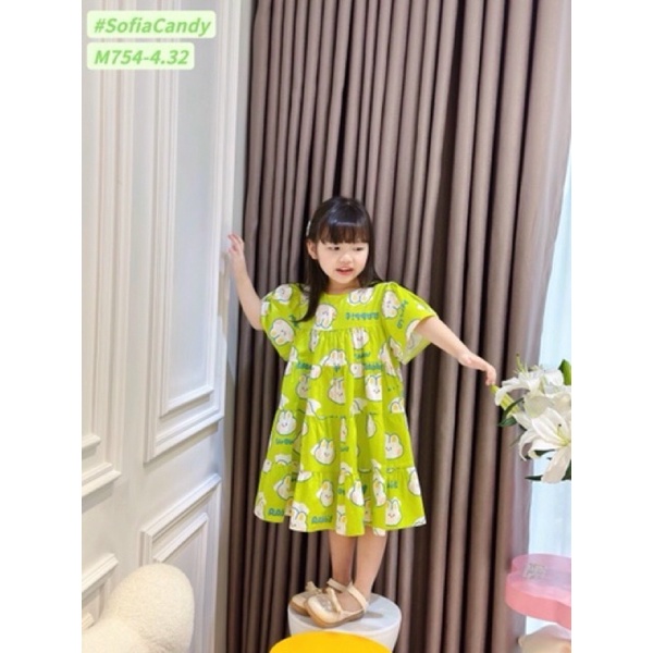 Đầm hè thiết kế xanh nổi bật của Sofia candy mẫu hot 2023 Size 10-40kg