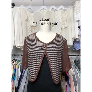 Áo khoác hè si tuyển 2hand dáng croptop, kẻ nâu