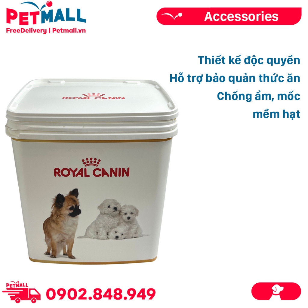Thùng đựng thức ăn Royal Canin 4kg - Size 23x35cm- Hình chó Petmall