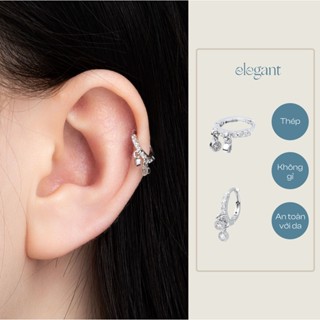 Khuyên tai vòng đá thả 10mm 2 GEM DROP HOOP Elegant (Giá 1 chiếc)