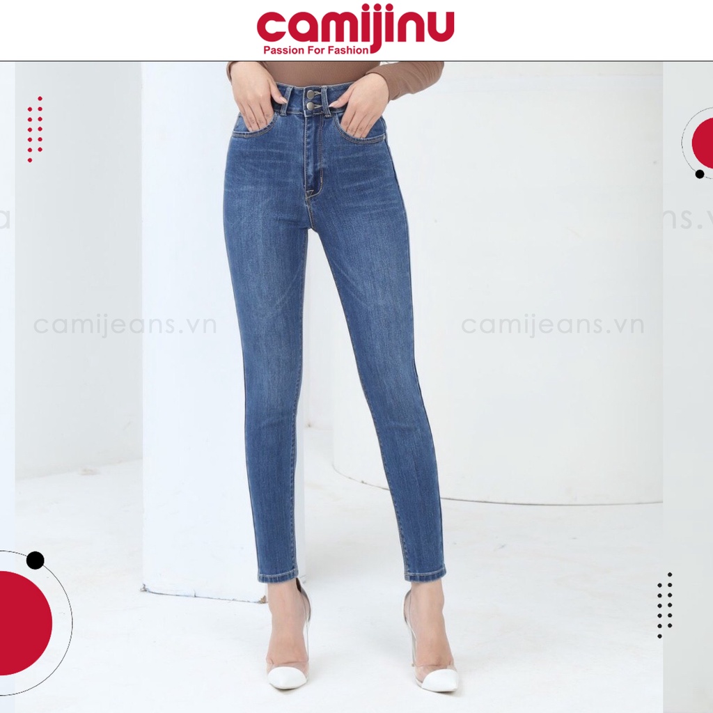 Skiny Jeans Nữ 2 Khuy Xanh Phủ