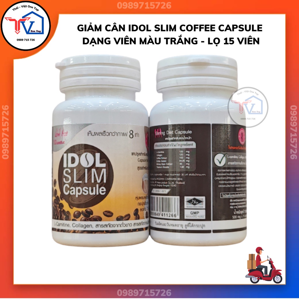 Giảm Cân IDOL SLIM COFFEE Capsule Dạng Viên Màu Trắng Chính Hãng Thái Lan - Lọ 15 Viên