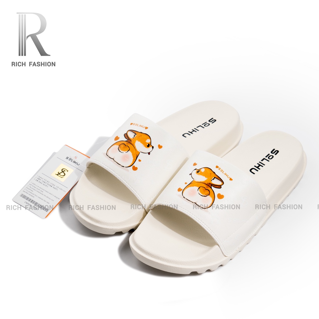 Dép quai ngang nữ Corgy kem Solihu cao cấp