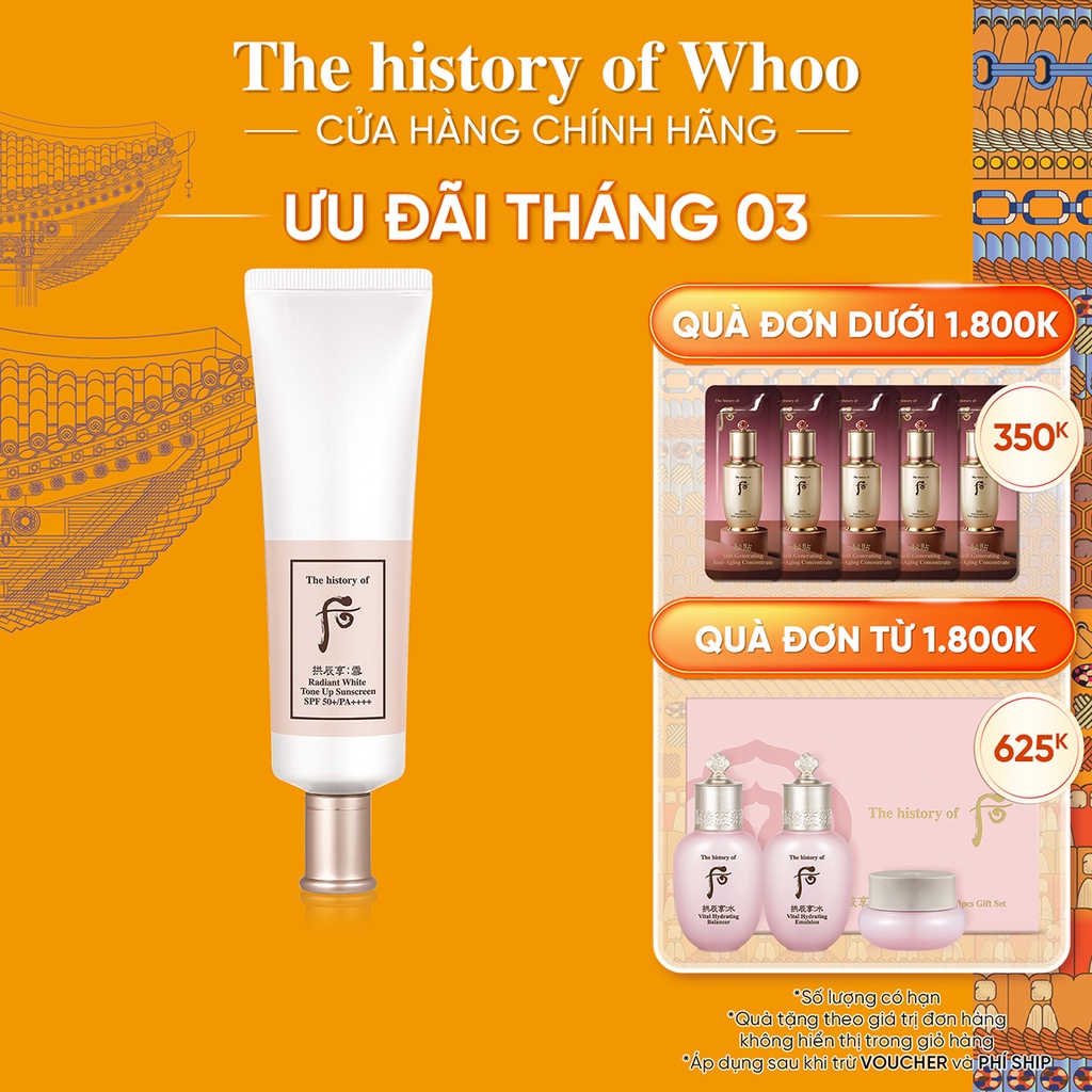  Kem chống nắng nâng tông Whoo Gongjinhyang Seol Radiant White Tone Up SunscreenSPF50+PA++++50ml
