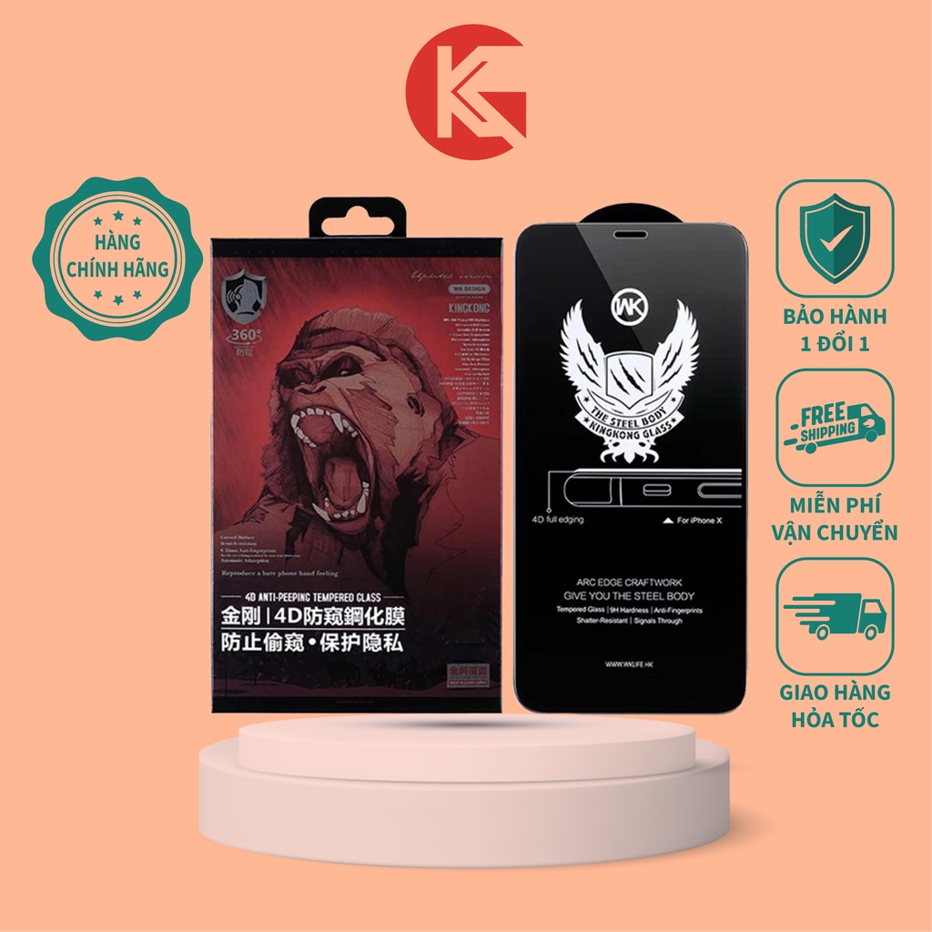 Kính cường lực Kingkong 4D chống nhìn trộm 6/7/8/7plus/8plus/x/xs/xsmax/11/12/13/14/pro-promax