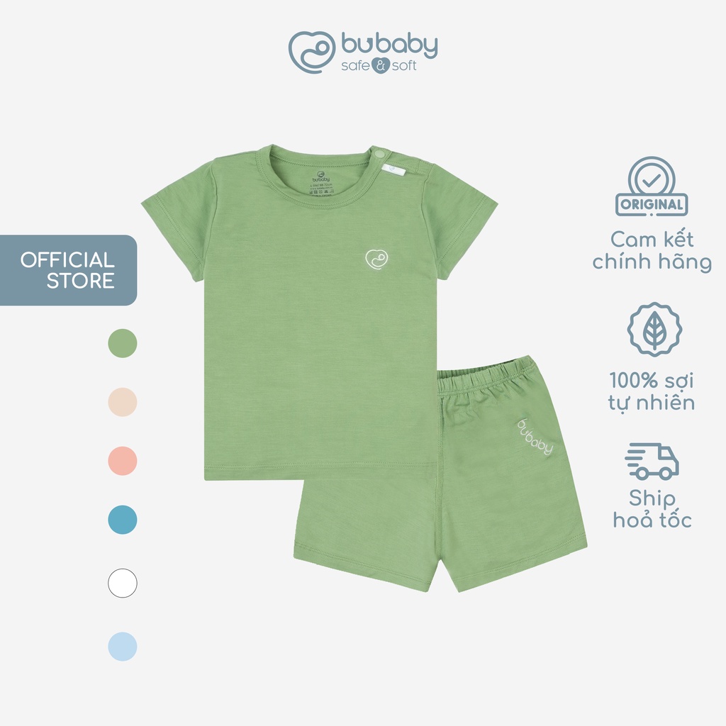 Bộ cộc bé trai, bé gái sợi tre, bộ hè cho bé cài vai dễ thao tác BU Baby BBB130100 | Quần áo BU Baby chính hãng