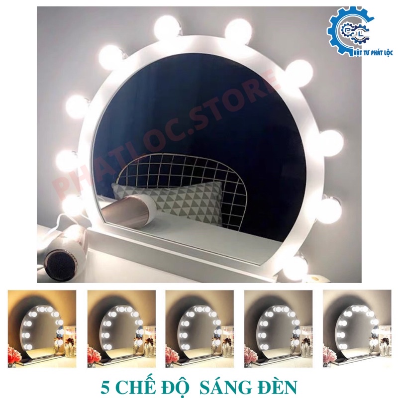 Bộ 10 Bóng Đèn Led Gắn Gương Bàn Trang Điểm, Dán Trang Trí Gương SF602-SF606 - Tăng Giảm Ánh Sáng 5 Chế Độ - Cải tiến