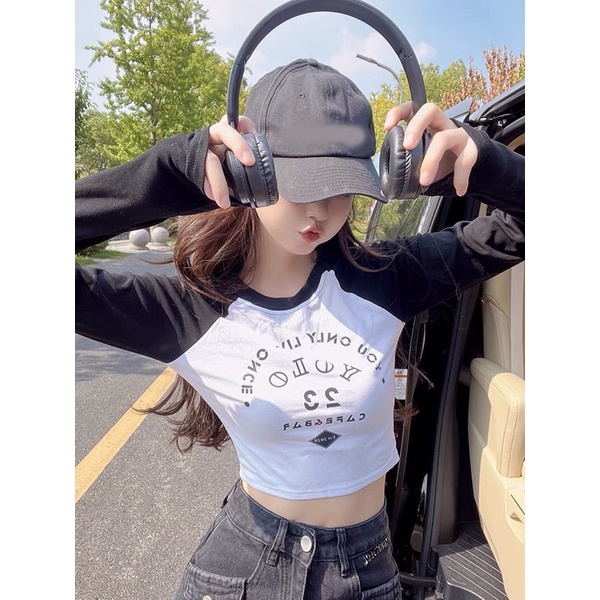 Áo Thun Tay Dài Phối Màu YOLO 23 Năng Động Cá Tính