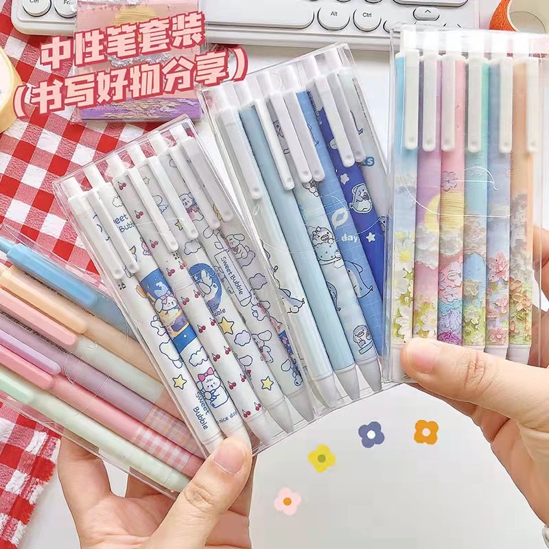 Set 6 bút gel ngòi 0,5mm họa tiết kiểu dáng dễ thương- Tiệm Ốc Sột-BU006