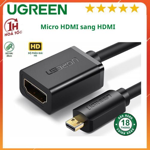 Cáp chuyển đổi micro HDMI sang HDMI dài 20cm cao cấp UGREEN 20134 - Hàng chính hãng