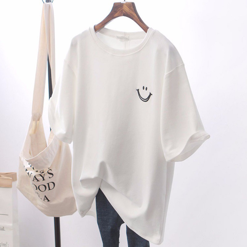 Áo thun form rộng chùm mông mặt cười Hàn Quốc