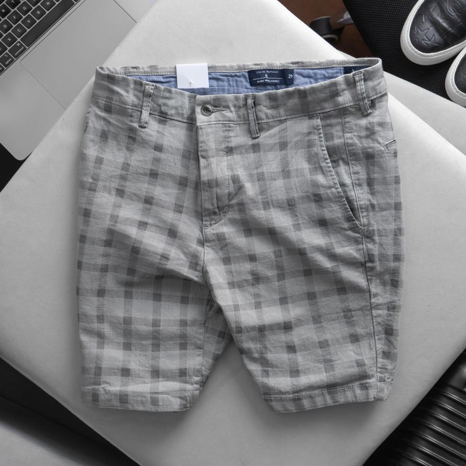 Quần short linen cao cấp, quần short nam caro xám chuẩn form trẻ trung thanh lịch MR42 - MORROW