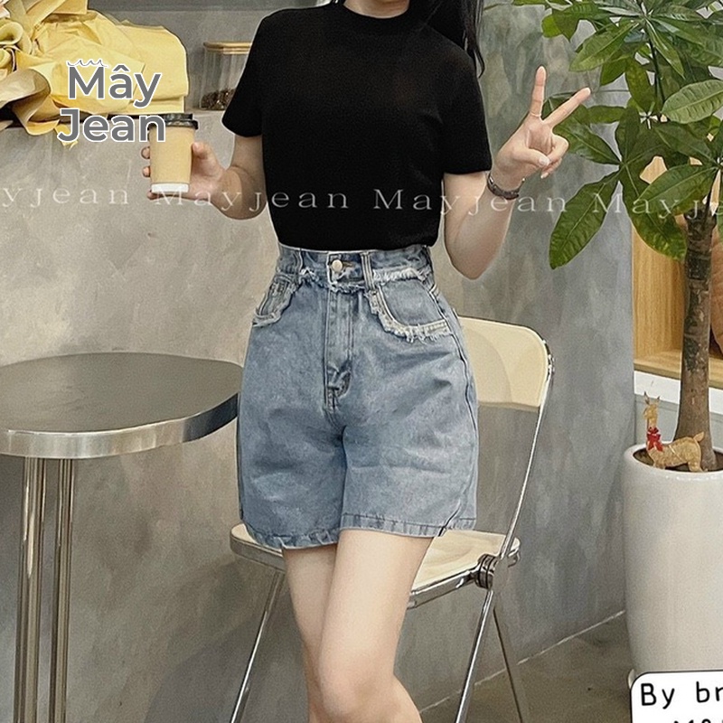 Quần Short Jean Lai Tua Rua ống Rộng Cực Xinh, Sooc nữ Phong Cách Hàn Quốc Vải Mềm Hot Hit Mây Jean - s2626
