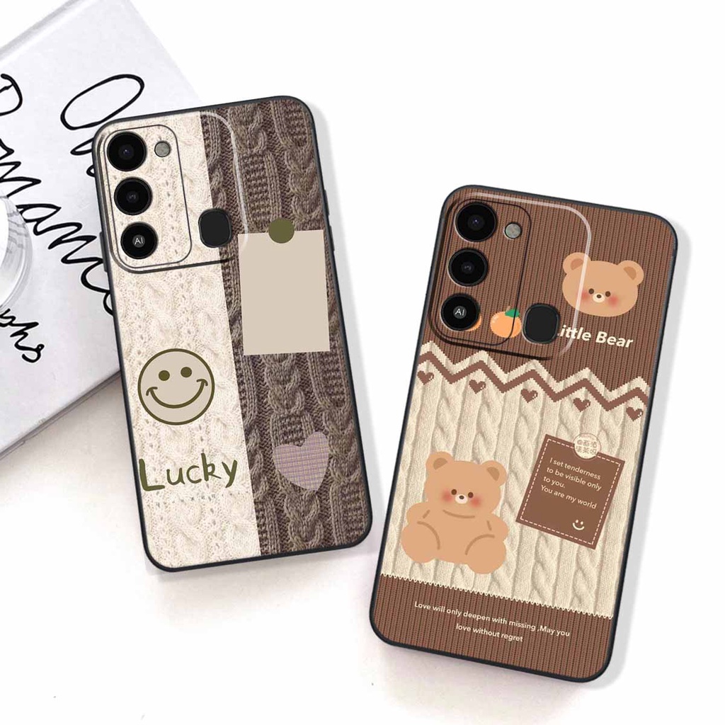 Ốp lưng TPU Viền vuông Tecno SPARK GO 2022 / SPARK 8C in hình họa tiết len Lucky Bunny,Bear,Smile