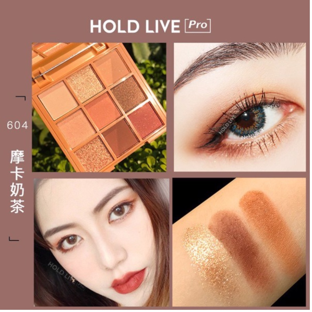 Bảng phấn mắt 9 ô HOLDLIVE Red Velvet 14g bám màu tốt, không vón cục