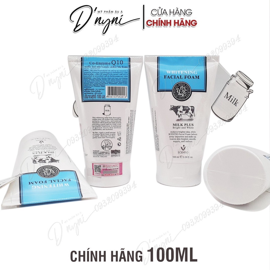 Sữa rửa mặt tạo bọt dưỡng trắng và trẻ hoá da Scentio Milk Plus 100 ml Beauty Buffet