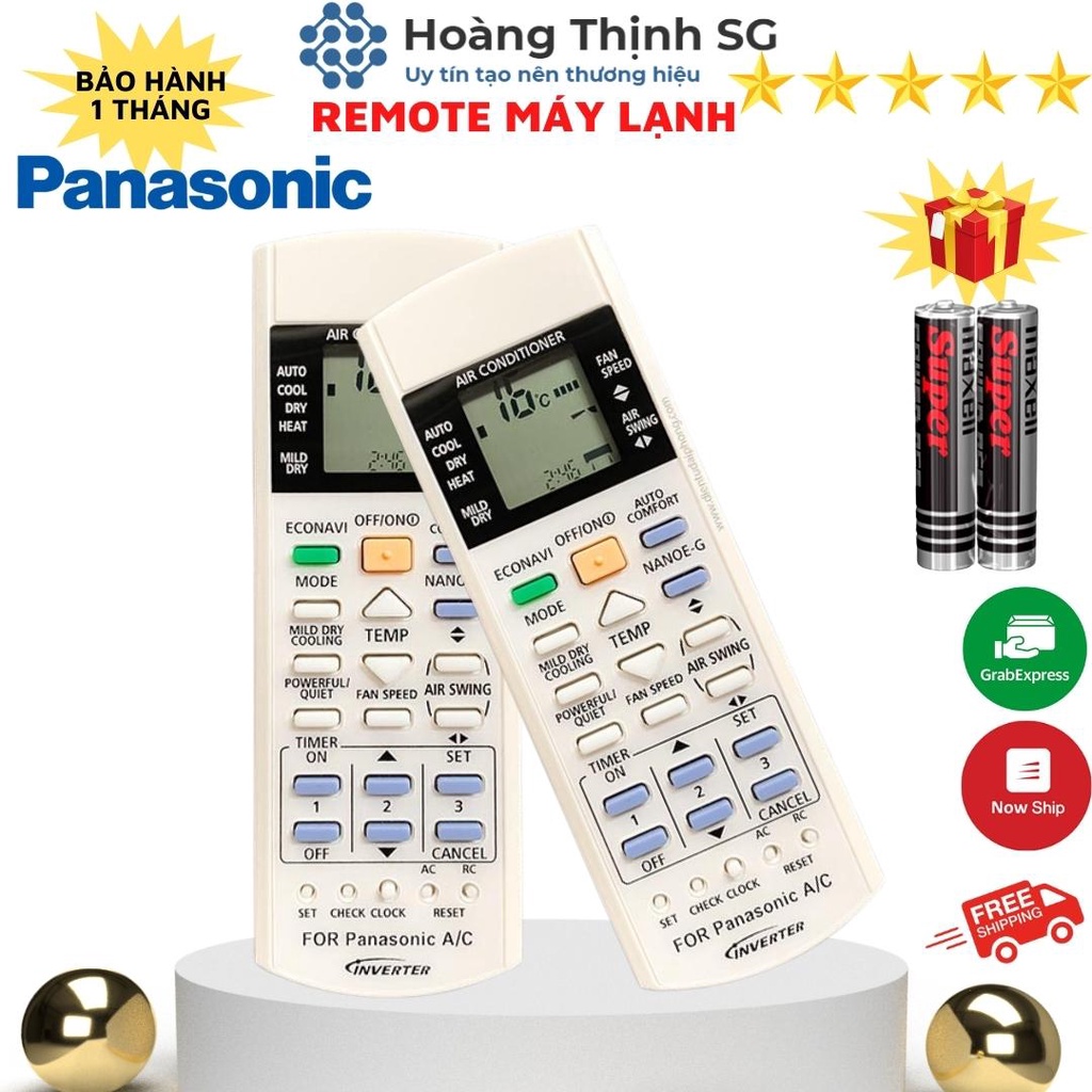 Điều khiển điều hòa Panasonic Inverter 2 chiều, remote máy lạnh panasonic tặng kèm pin