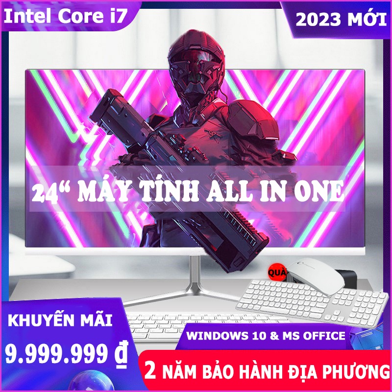 Máy Tính All in One Bàn Phím Và Chuột Không Dây Miễn Phí 24 Inch Core I7 Computer RAM 8GB 512GB SSD Windows10 Desktop