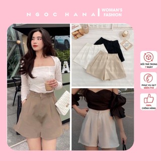 Quần short đùi xếp ly nữ, quần cộc cực xinh ngochana ha16