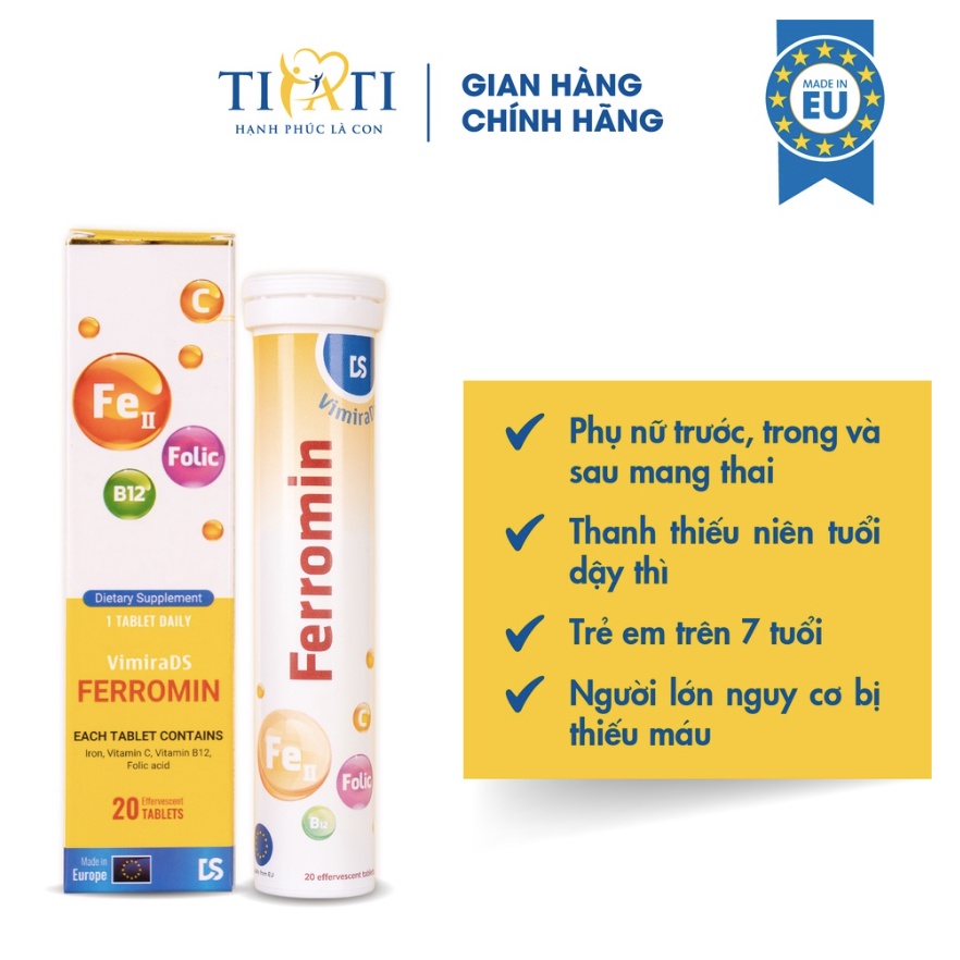 Sắt sủi Ferromin - Bổ sung sắt cho cả gia đình, dự phòng thiếu sắt
