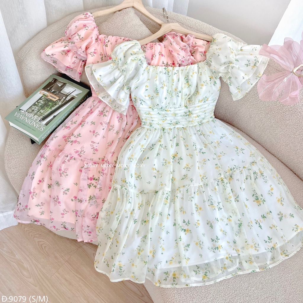 SP009079-Đầm hoa trễ vai