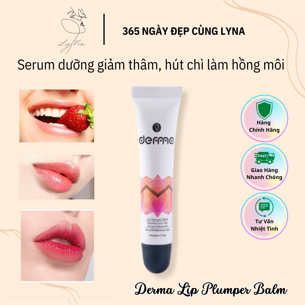 Serum dưỡng môi giảm thâm hút chì làm hồng môi Derma Lip Plumper Balm, Tinh chất giúp môi hồng hào