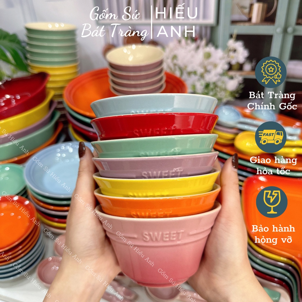 Bộ Bát Đĩa 7 Màu Sắc Phong Cách Hiện Đại, Chén Đĩa Sứ Cao Cấp Đẹp, Chất Men Mịn
