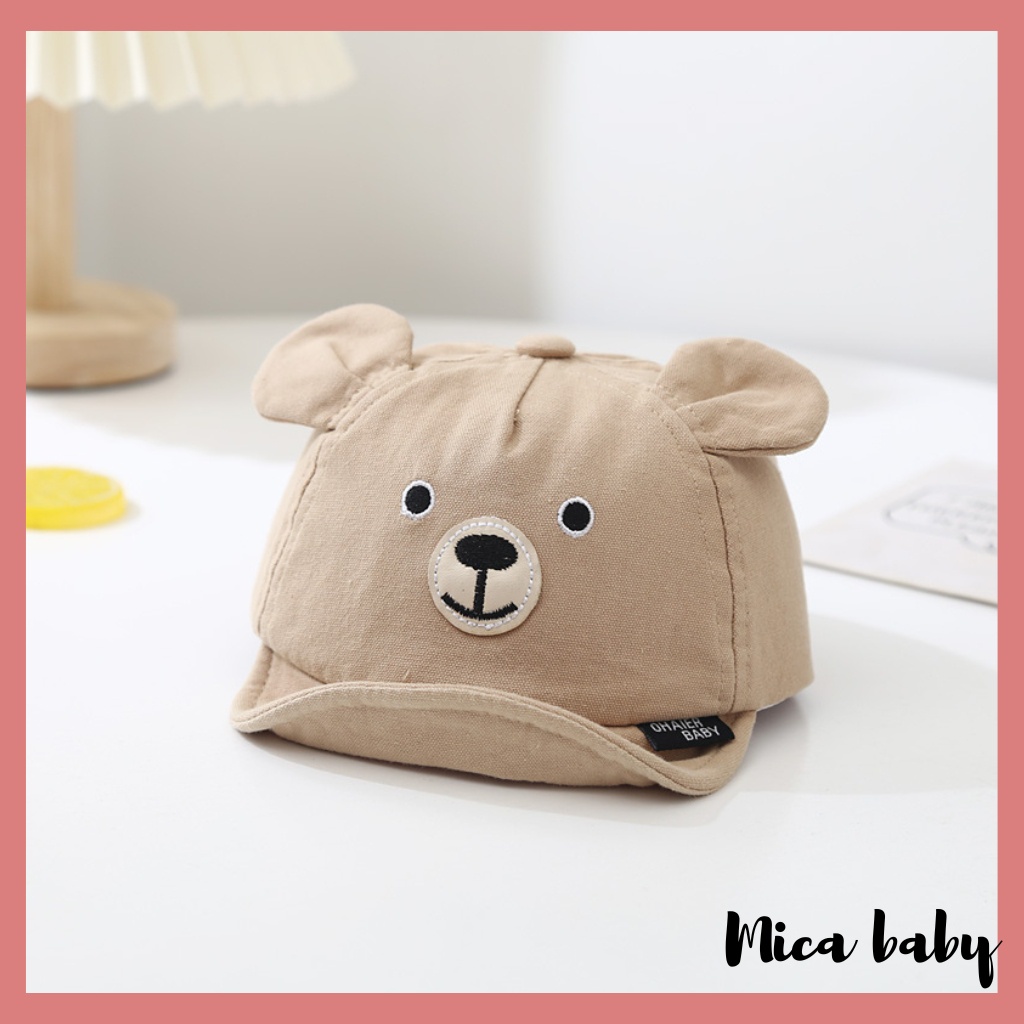 Mũ lưỡi trai trẻ em hình mặt cún chất kaki có nấc điều chỉnh đáng yêu cho bé MH230 Mica baby