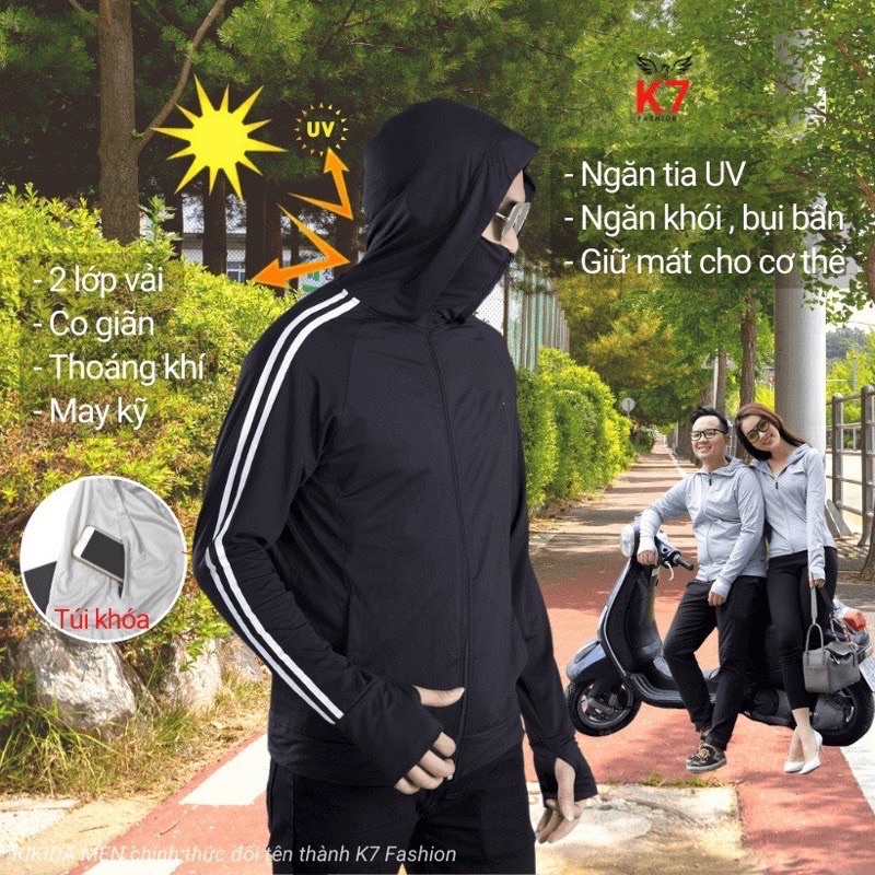 Áo Chống Nắng Nam ,2 Lớp Viền Thể Thao