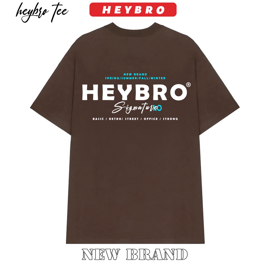 Áo thun nam nữ HEYBRO Basic tee Signature tay lỡ phom rộng phong cách GenZ