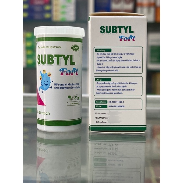 Subtyl Fort - 20 viên - bổ sung vi khuẩn có lợi cho đường ruột và Lysine