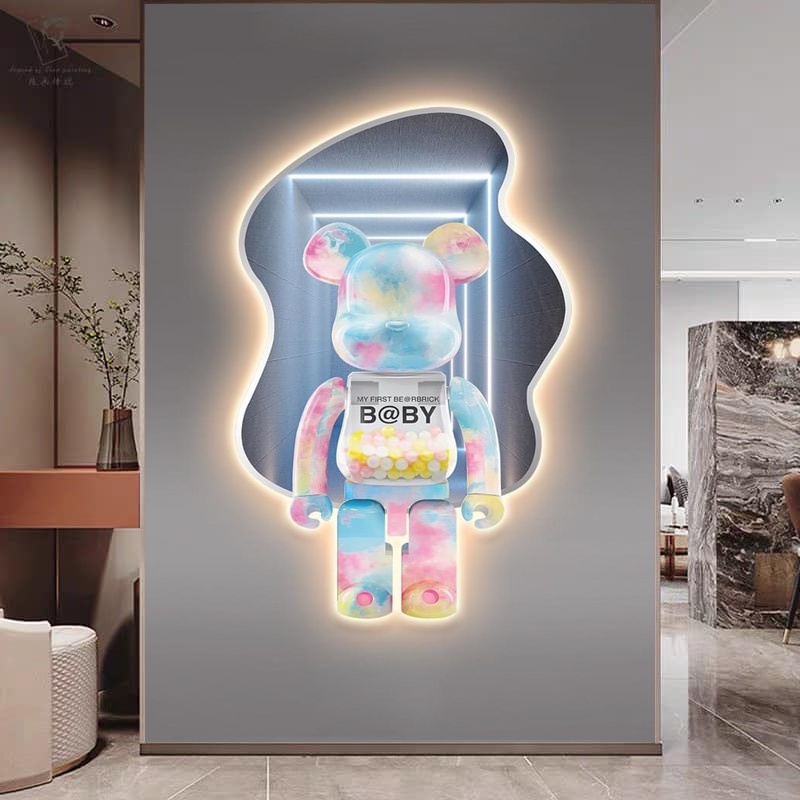 Tranh Bearbrick Chất Liệu Tráng Gương Cao Cấp, Treo Tường Phòng Khách, Tường Phòng Ngủ, Decor, Trang Trí Sang Trọng