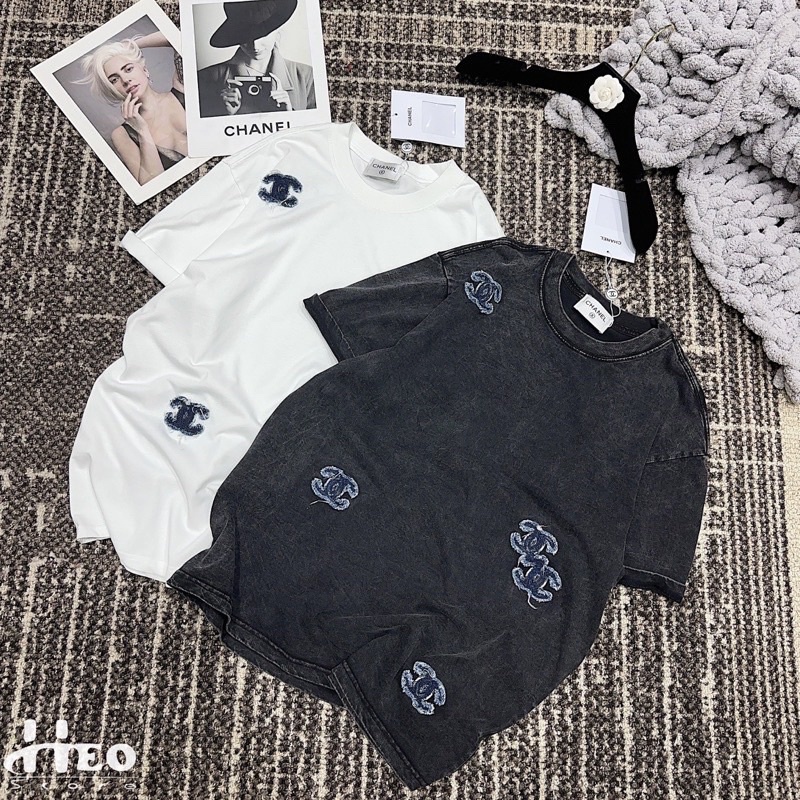 Áo Thun Thêu Nổi Canel Hàng Siêu Cấp - Dáng Thụng Dài Giấu Quần